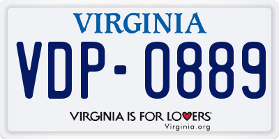 VA license plate VDP0889