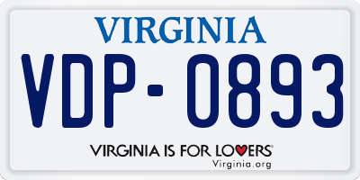 VA license plate VDP0893