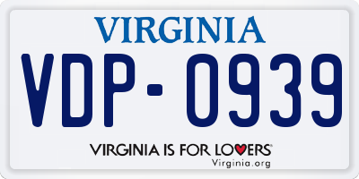 VA license plate VDP0939