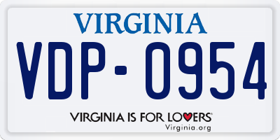 VA license plate VDP0954
