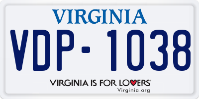 VA license plate VDP1038