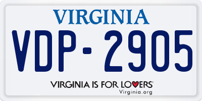 VA license plate VDP2905
