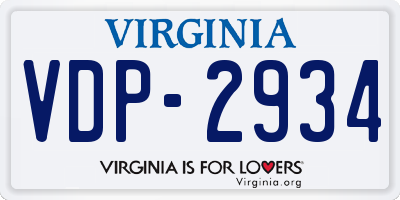VA license plate VDP2934