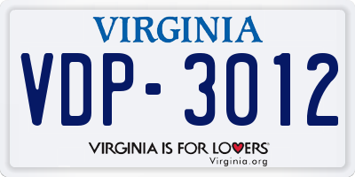 VA license plate VDP3012
