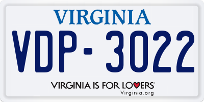 VA license plate VDP3022