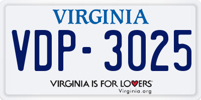 VA license plate VDP3025