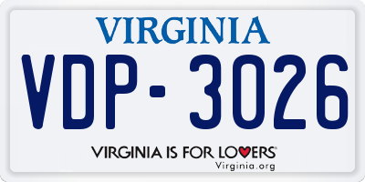 VA license plate VDP3026