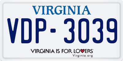 VA license plate VDP3039