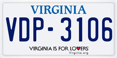VA license plate VDP3106