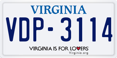 VA license plate VDP3114