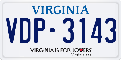VA license plate VDP3143