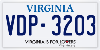 VA license plate VDP3203