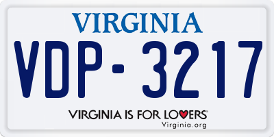 VA license plate VDP3217