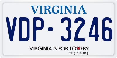 VA license plate VDP3246