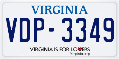 VA license plate VDP3349