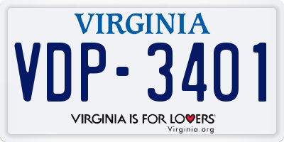 VA license plate VDP3401