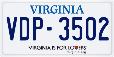 VA license plate VDP3502