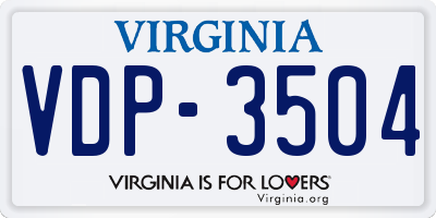 VA license plate VDP3504