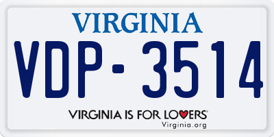 VA license plate VDP3514