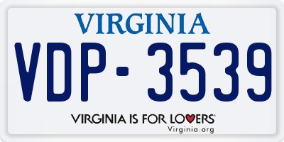 VA license plate VDP3539