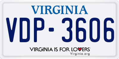 VA license plate VDP3606