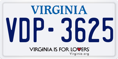 VA license plate VDP3625