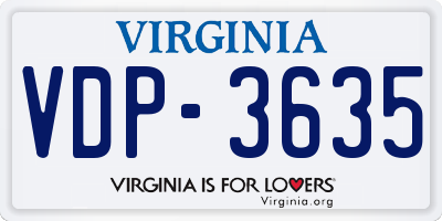 VA license plate VDP3635