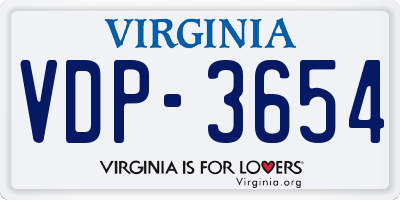 VA license plate VDP3654