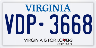VA license plate VDP3668
