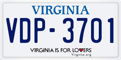 VA license plate VDP3701