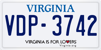 VA license plate VDP3742