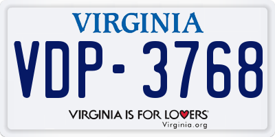 VA license plate VDP3768