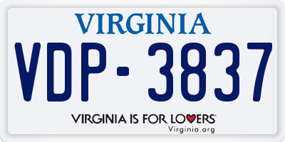 VA license plate VDP3837