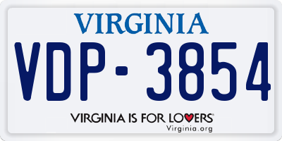 VA license plate VDP3854