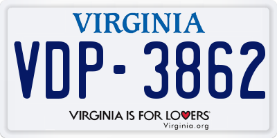 VA license plate VDP3862