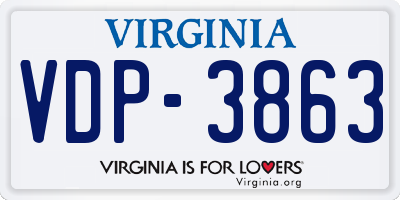 VA license plate VDP3863