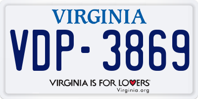 VA license plate VDP3869