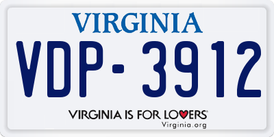 VA license plate VDP3912
