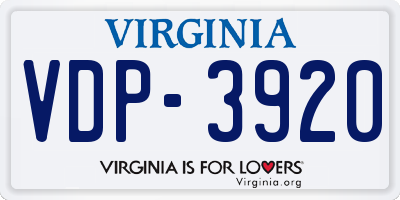 VA license plate VDP3920