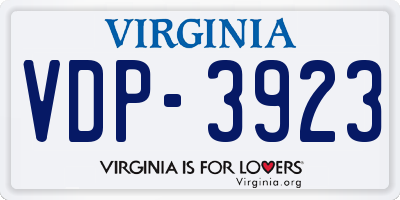 VA license plate VDP3923