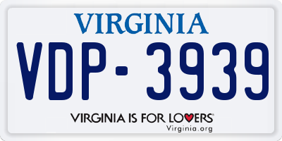 VA license plate VDP3939
