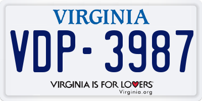 VA license plate VDP3987