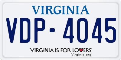 VA license plate VDP4045