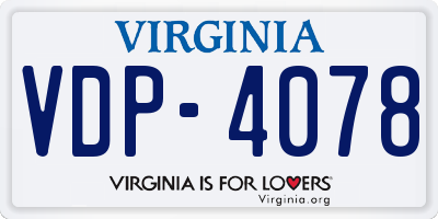 VA license plate VDP4078