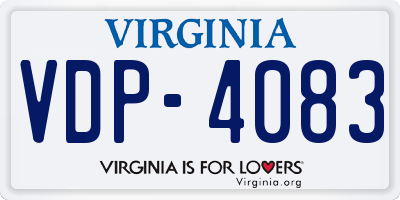 VA license plate VDP4083