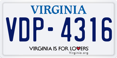 VA license plate VDP4316