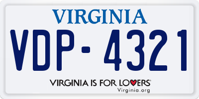 VA license plate VDP4321