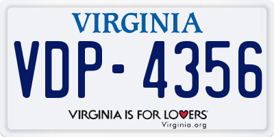 VA license plate VDP4356