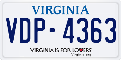 VA license plate VDP4363