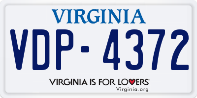 VA license plate VDP4372